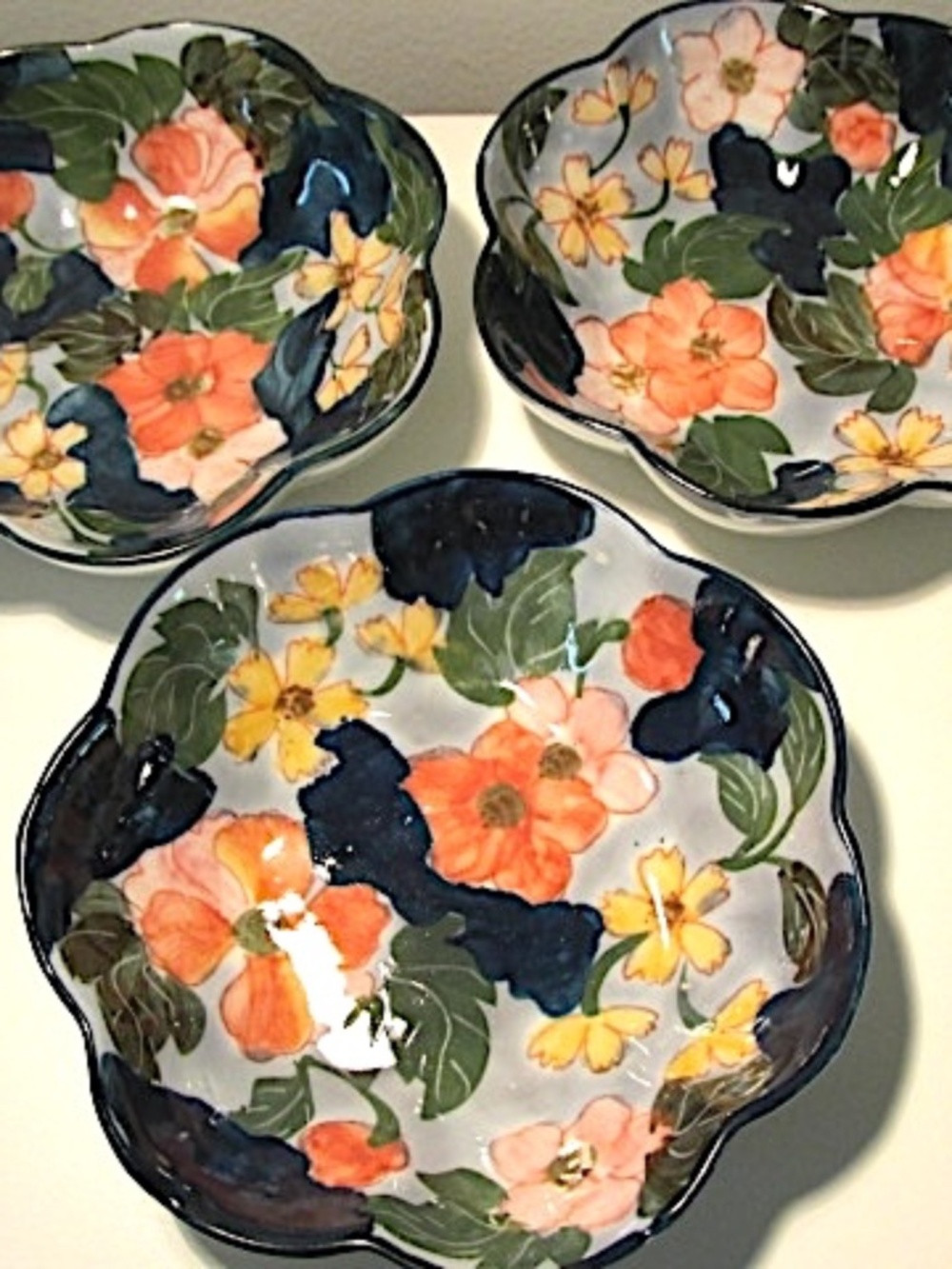 Handpainted Salad/Dessert Ceramic Dishes, Set of 5